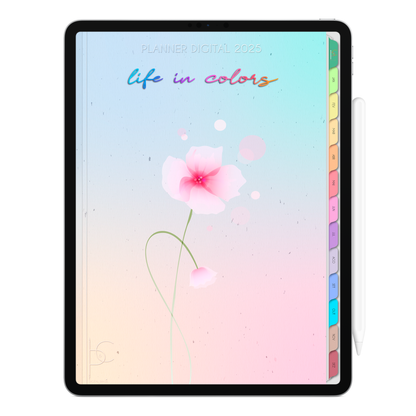 Planner Digital Vertical Life In Colors 2025 Delicate pt-BR • Para iPad e Tablet Android • Download Imediato