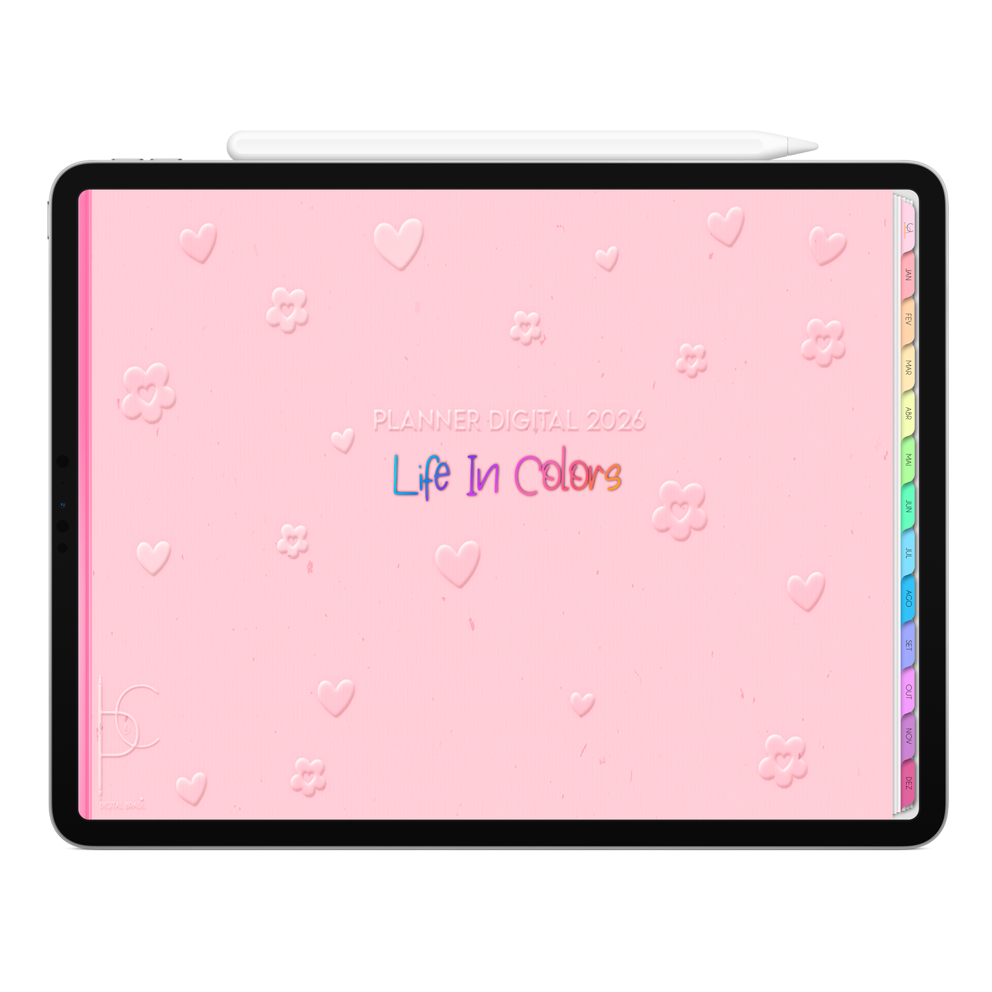 Planner Digital 2026 Horizontal Life In Colors Coração Radiante pt-BR • Para iPad e Tablet Android • Download Imediato