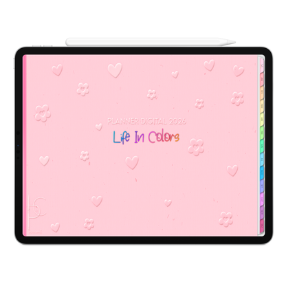Planner Digital 2026 Horizontal Life In Colors Coração Radiante pt-BR • Para iPad e Tablet Android • Download Imediato