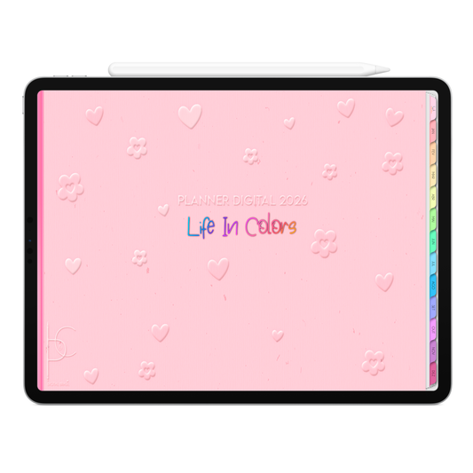 Planner Digital 2026 Horizontal Life In Colors Coração Radiante pt-BR • Para iPad e Tablet Android • Download Imediato