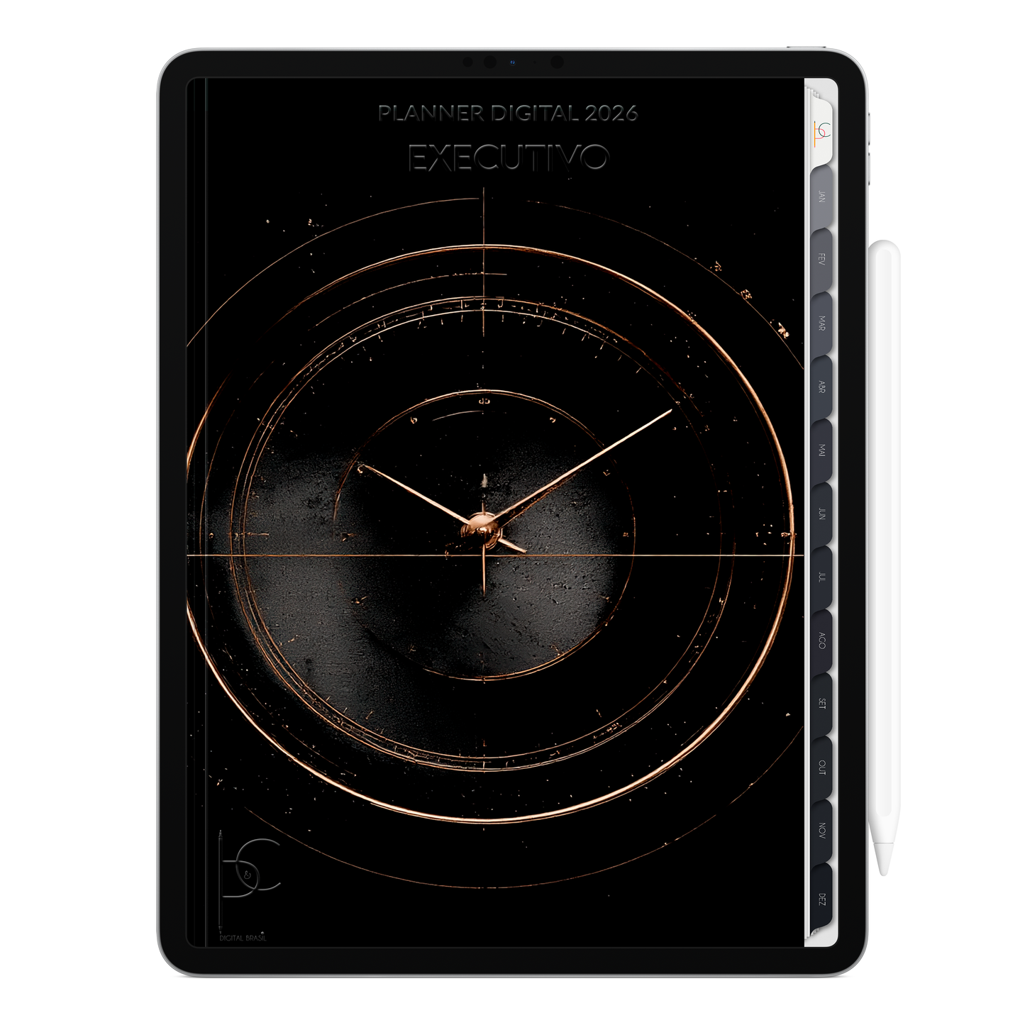 Planner Digital 2026 Vertical Executivo Tempo Rei pt-BR • Para iPad e Tablet Android • Download Imediato