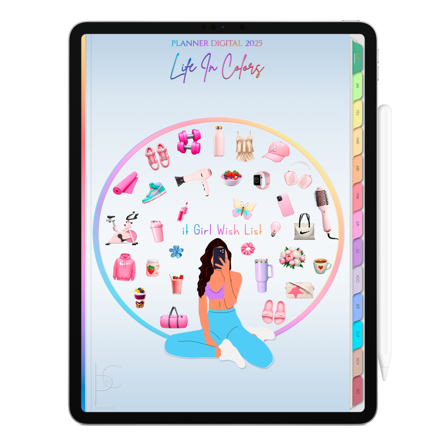 Planner Digital Vertical Life In Colors 2025 Amor e Autocuidado pt-BR • Para iPad e Tablet Android • Download Imediato