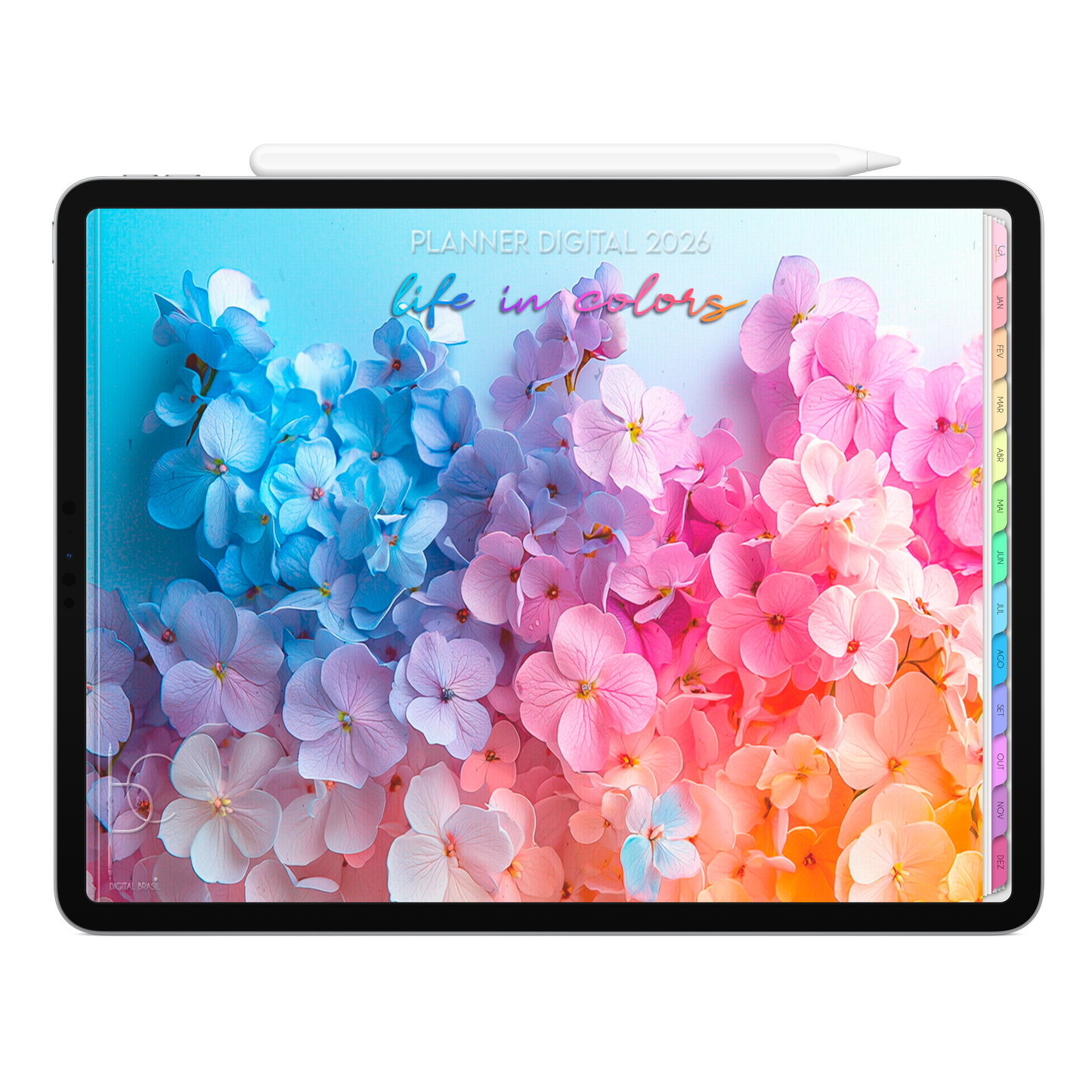 Planner Digital 2026 Horizontal Life In Colors Florescer pt-BR • Para iPad e Tablet Android • Download Imediato