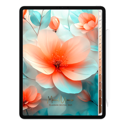 Planner Digital Vertical Minimal Universe 2025 Encanto de Flores pt-BR • Para iPad e Tablet Android • Download Imediato