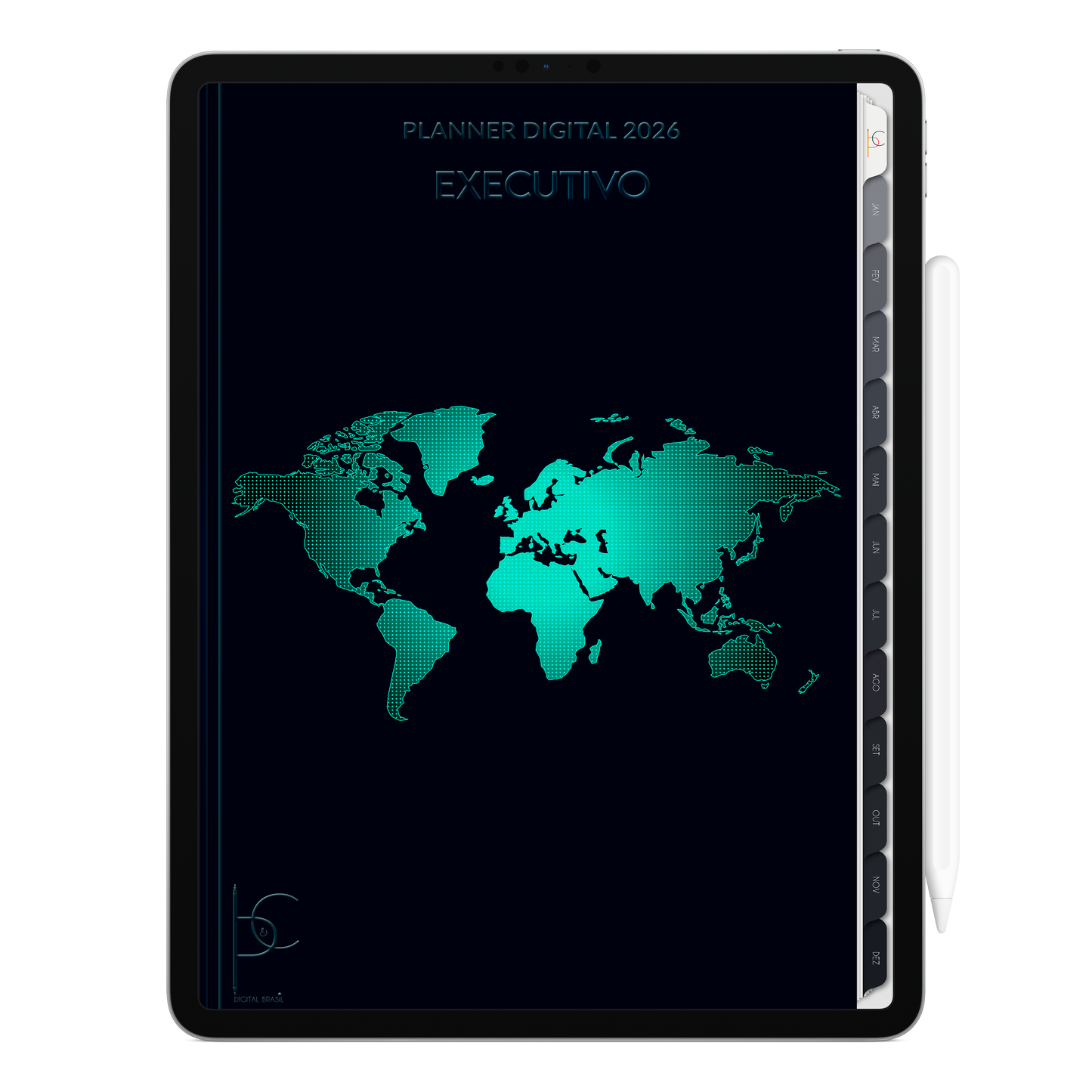 Planner Digital 2026 Vertical Executivo Domínio pt-BR • Para iPad e Tablet Android • Download Imediato