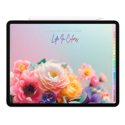 Planner Digital 2026 Horizontal Life In Colors Brilho Interior pt-BR • Para iPad e Tablet Android • Download Imediato