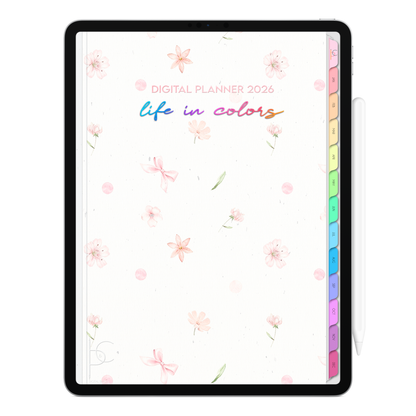 Digital Planner 2026 Vertical Life In Colors Feminine Delicacy ENG • For iPad and Android Tablet • Immediate Download