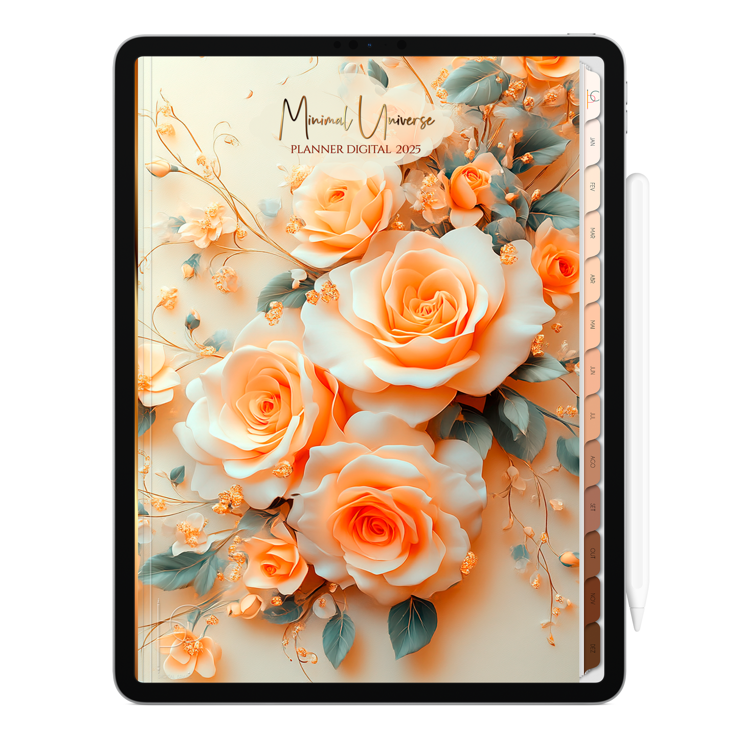 Planner Digital Vertical Minimal Universe 2025 Jasmine pt-BR • Para iPad e Tablet Android • Download Imediato