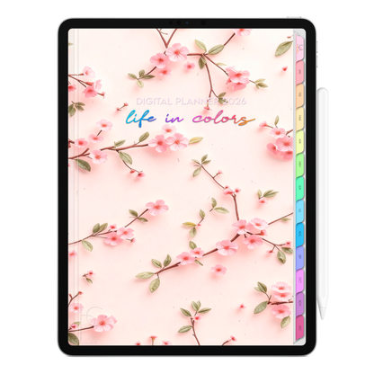 Digital Planner 2026 Vertical Life In Colors Eternal Flowers ENG • For iPad and Android Tablet • Immediate Download