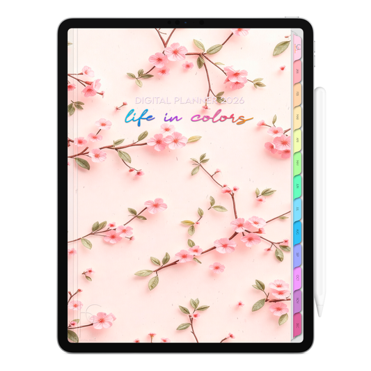 Digital Planner 2026 Vertical Life In Colors Eternal Flowers ENG • For iPad and Android Tablet • Immediate Download