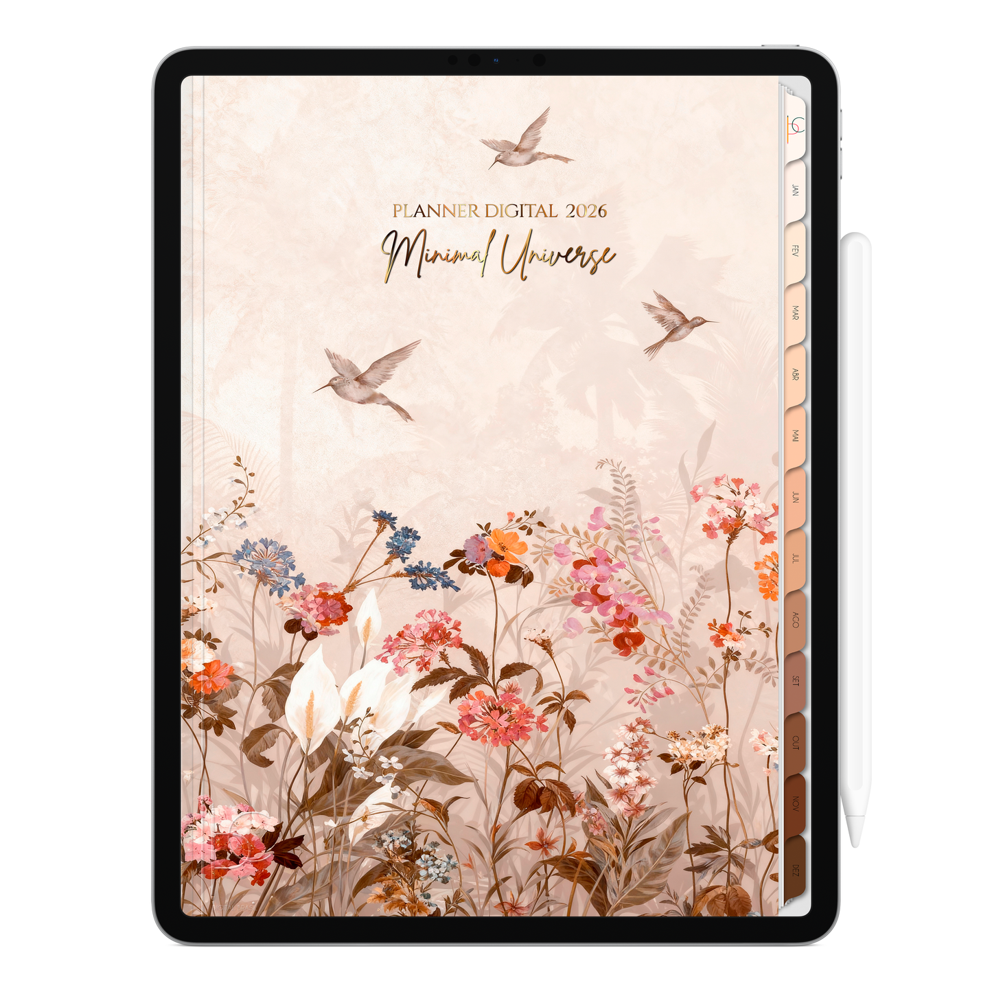 Planner Digital 2026 Vertical Minimal Universe Conexão Natural pt-BR • Para iPad e Tablet Android • Download Imediato