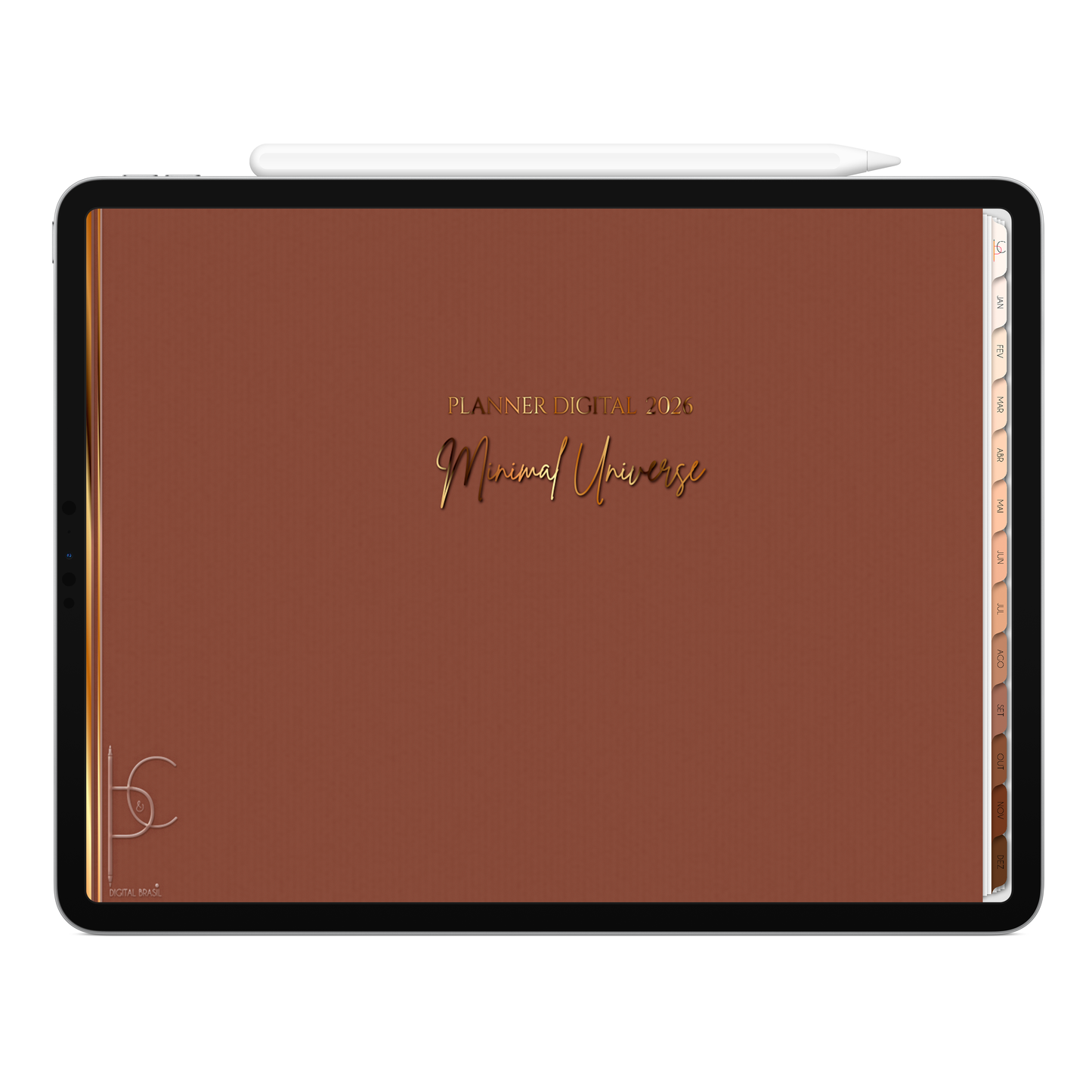 Planner Digital 2026 Horizontal Minimal Universe Calmo e Brando pt-BR • Para iPad e Tablet Android • Download Imediato