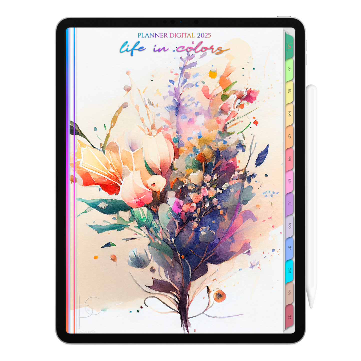 Planner Digital Vertical Life In Colors 2025 Esplêndido pt-BR • Para iPad e Tablet Android • Download Imediato