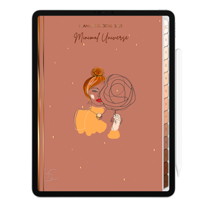 Planner Digital Vertical Minimal Universe 2025 Mocha Mousse pt-BR • Para iPad e Tablet Android • Download Imediato