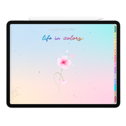 Planner Digital 2025 Horizontal Life In Colors Fonte do Tempo pt-BR • Para iPad e Tablet Android • Download Imediato