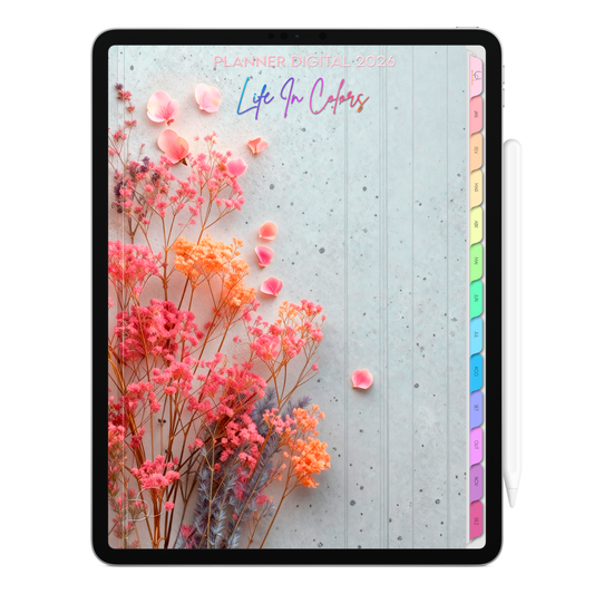 Planner Digital 2026 Vertical Life In Colors Alma em Pétalas pt-BR • Para iPad e Tablet Android • Download Imediato