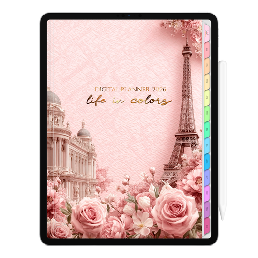 Digital Planner 2026 Vertical Life In Colors Dreams of Paris ENG • For iPad and Android Tablet • Immediate Download