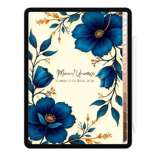 Planner Digital 2026 Vertical Minimal Universe Mistério em Flor pt-BR • Para iPad e Tablet Android • Download Imediato