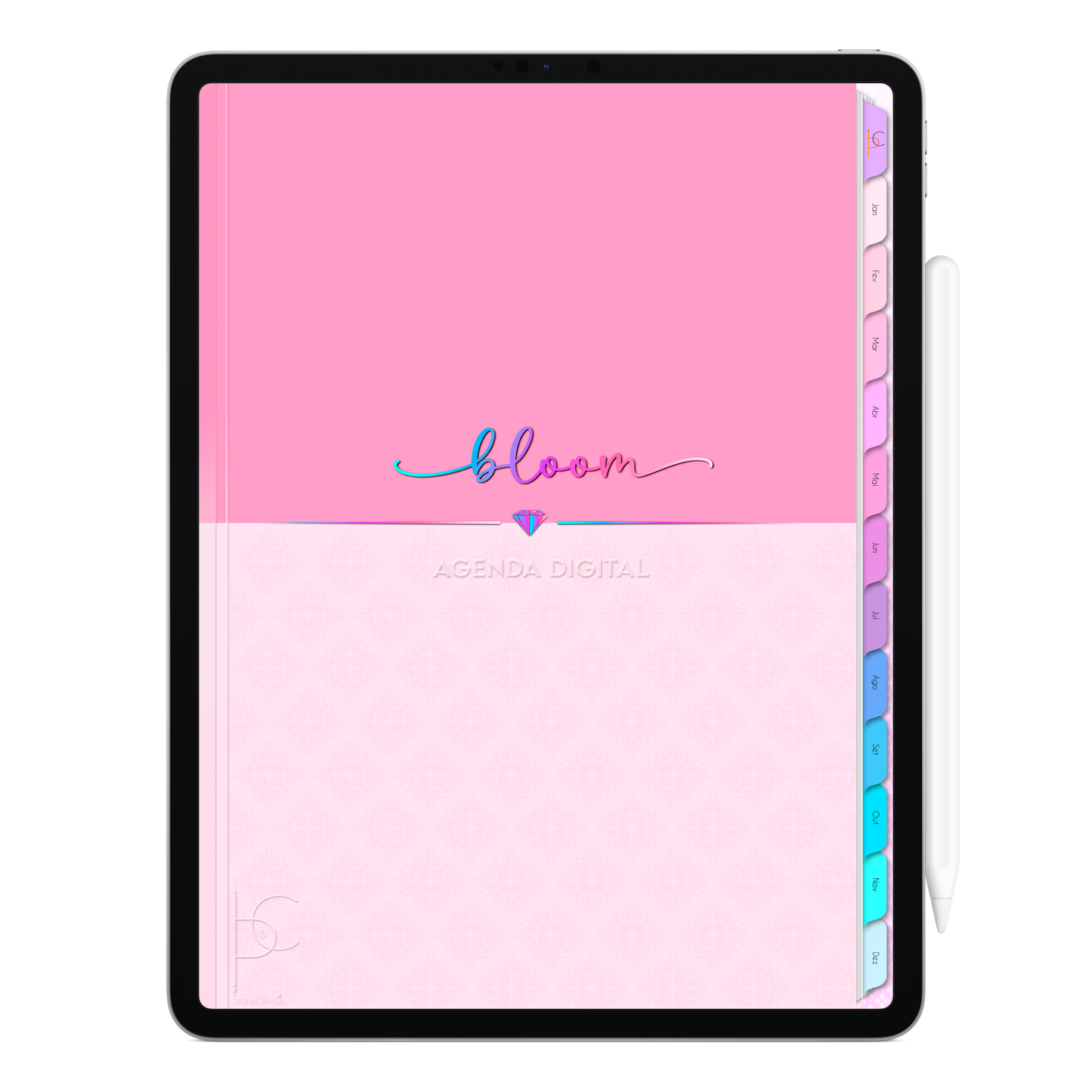 Agenda Digital Permanente Não Datada Bloom Rosa Ritual • Para iPad e Tablet Android • Download Imediato