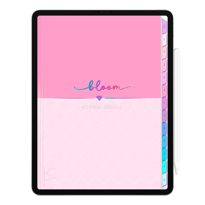 Agenda Digital Permanente Não Datada Bloom Rosa Ritual • Para iPad e Tablet Android • Download Imediato