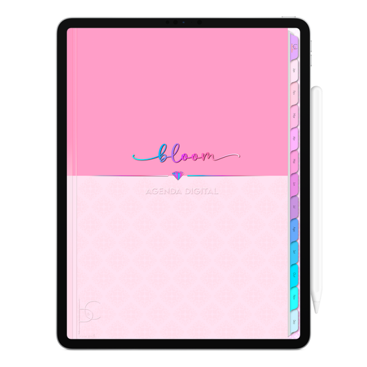 Agenda Digital Permanente Não Datada Bloom Rosa Ritual • Para iPad e Tablet Android • Download Imediato