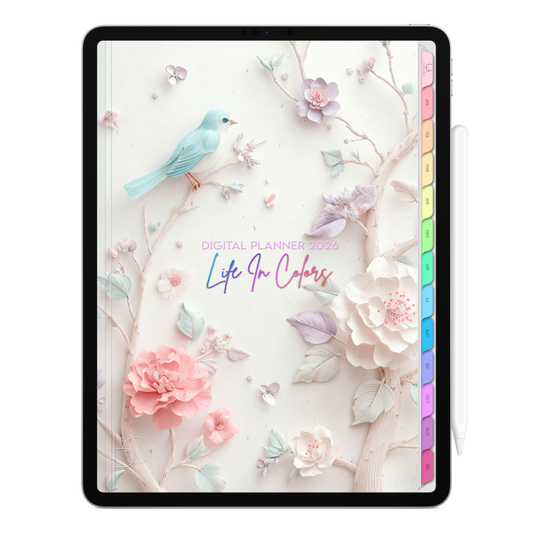 Digital Planner 2026 Vertical Life In Colors Golden Flight ENG • For iPad and Android Tablet • Immediate Download