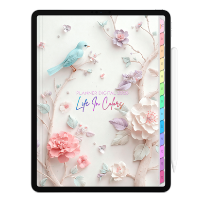 Planner Digital 2026 Vertical Life In Colors Hino das Flores pt-BR • Para iPad e Tablet Android • Download Imediato