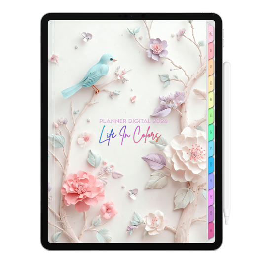 Planner Digital 2026 Vertical Life In Colors Hino das Flores pt-BR • Para iPad e Tablet Android • Download Imediato