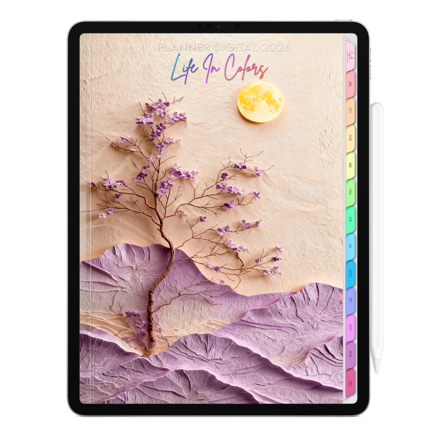 Planner Digital 2026 Vertical Life In Colors Flores do Crepúsculo pt-BR • Para iPad e Tablet Android • Download Imediato