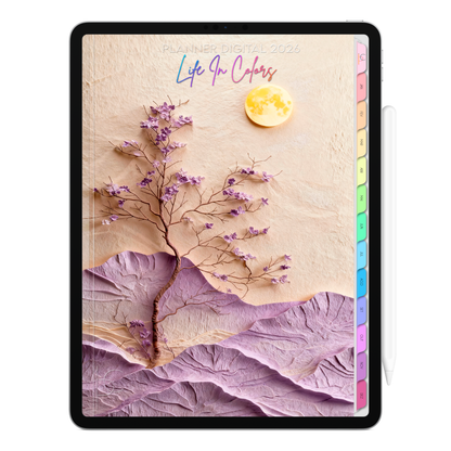 Planner Digital 2026 Vertical Life In Colors Flores do Crepúsculo pt-BR • Para iPad e Tablet Android • Download Imediato