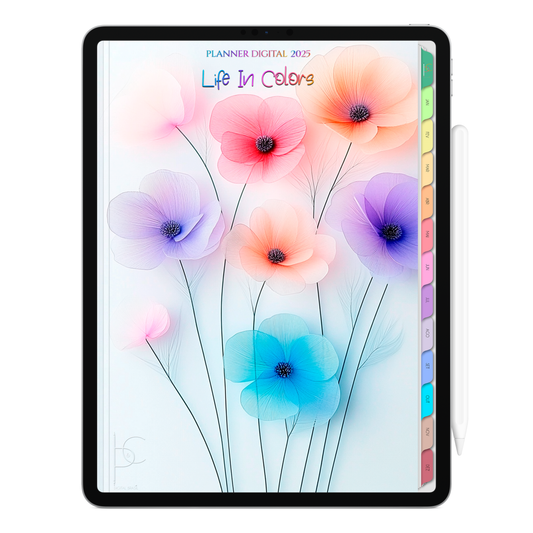 Planner Digital Vertical Life In Colors 2025 Fluxo de Luz pt-BR • Para iPad e Tablet Android • Download Imediato