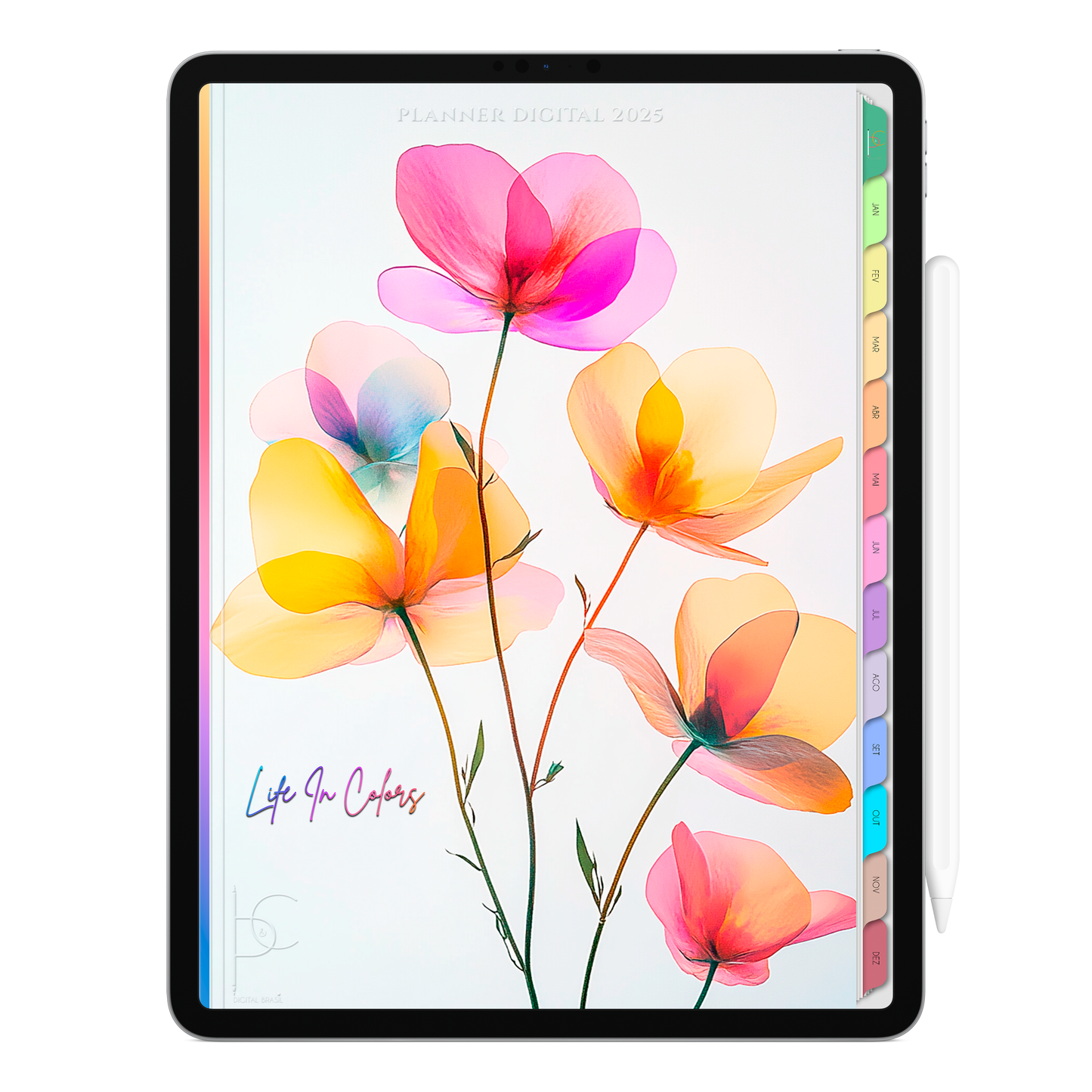 Planner Digital Vertical Life In Colors 2025 Poesia em Cores pt-BR • Para iPad e Tablet Android • Download Imediato