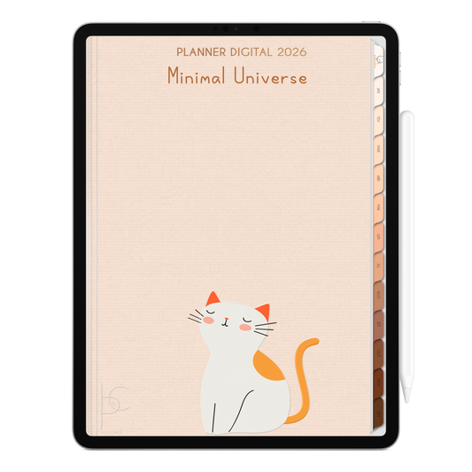 Planner Digital 2026 Vertical Minimal Universe Miau Amor pt-BR • Para iPad e Tablet Android • Download Imediato