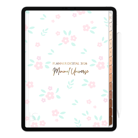 Planner Digital 2026 Vertical Minimal Universe Delicadeza Floral pt-BR • Para iPad e Tablet Android • Download Imediato