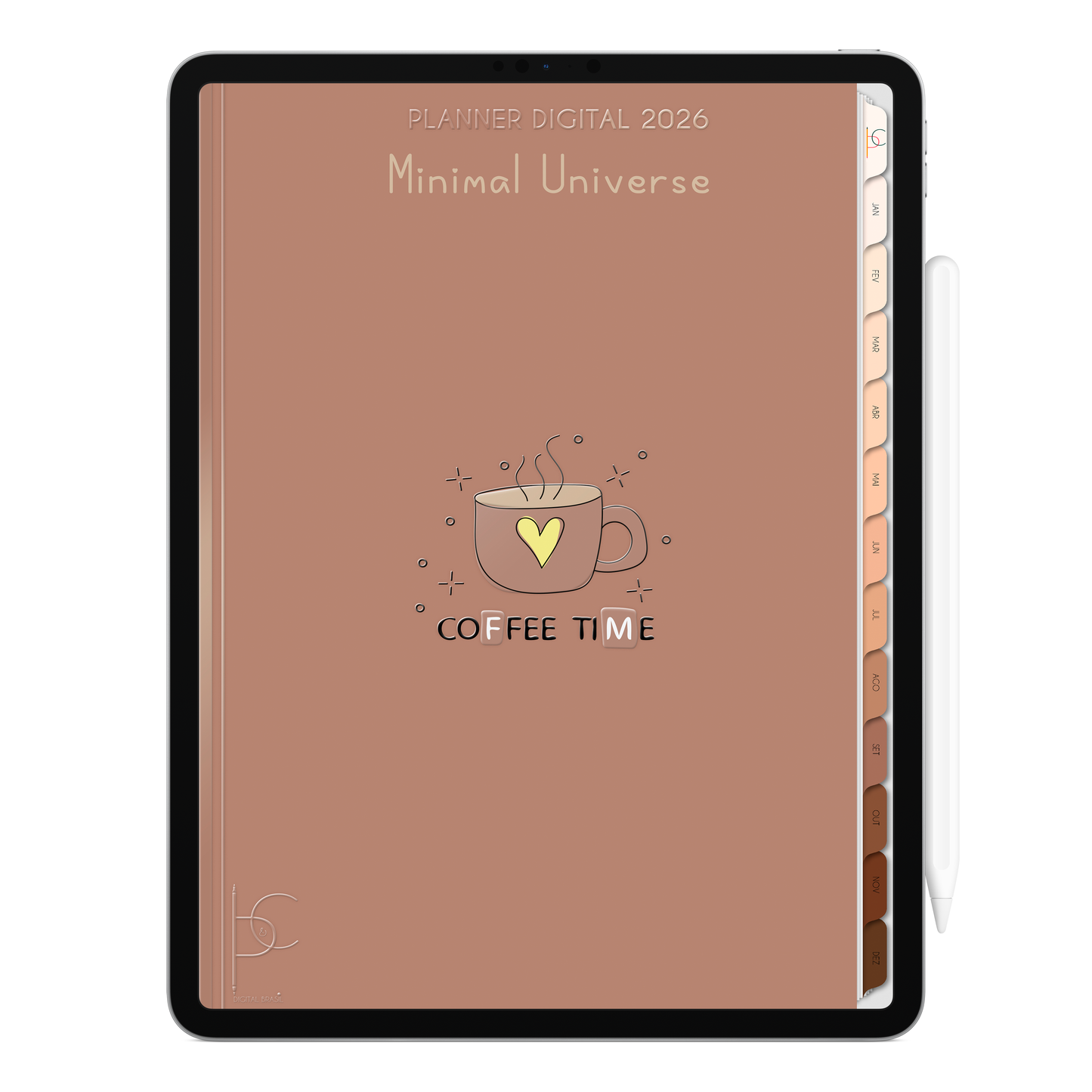 Planner Digital 2026 Vertical Minimal Universe Coffee Time pt-BR • Para iPad e Tablet Android • Download Imediato