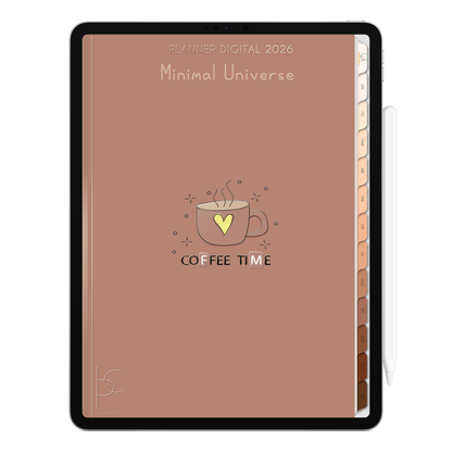 Planner Digital 2026 Vertical Minimal Universe Coffee Time pt-BR • Para iPad e Tablet Android • Download Imediato