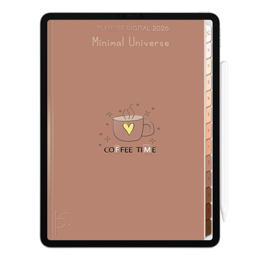Planner Digital 2026 Vertical Minimal Universe Coffee Time pt-BR • Para iPad e Tablet Android • Download Imediato