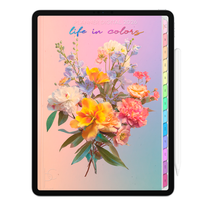 Planner Digital 2026 Vertical Life In Colors Jardim de Luz pt-BR • Para iPad e Tablet Android • Download Imediato