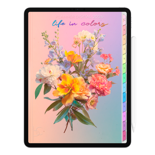 Planner Digital 2026 Vertical Life In Colors Jardim de Luz pt-BR • Para iPad e Tablet Android • Download Imediato