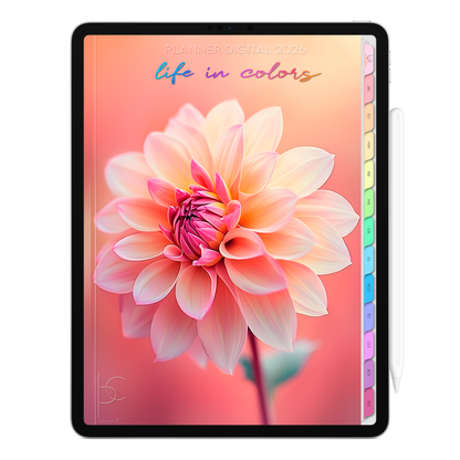 Planner Digital 2026 Vertical Life In Colors Florir da Alma pt-BR • Para iPad e Tablet Android • Download Imediato