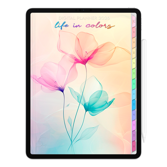 Digital Planner 2026 Vertical Life In Colors Secret Garden ENG • For iPad and Android Tablet • Immediate Download