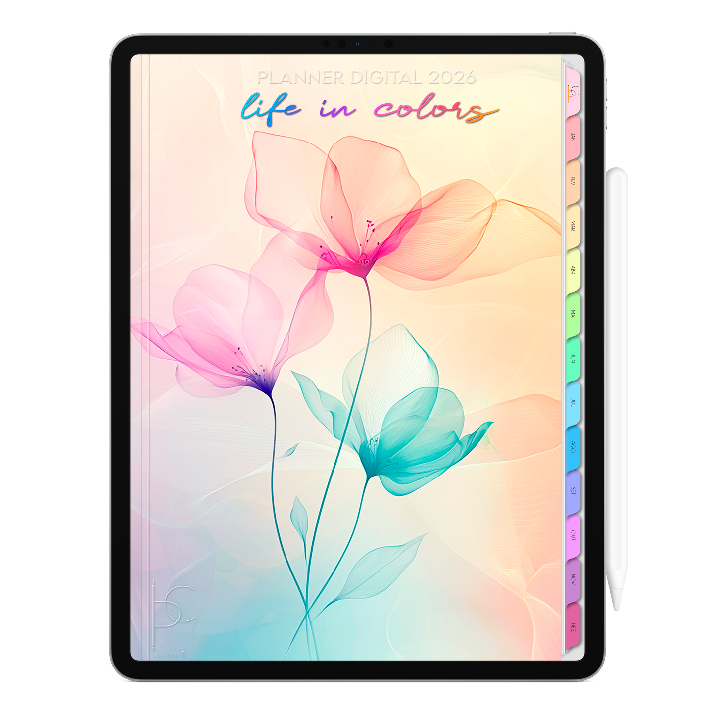 Planner Digital 2026 Vertical Life In Colors Sopro Celestial pt-BR • Para iPad e Tablet Android • Download Imediato