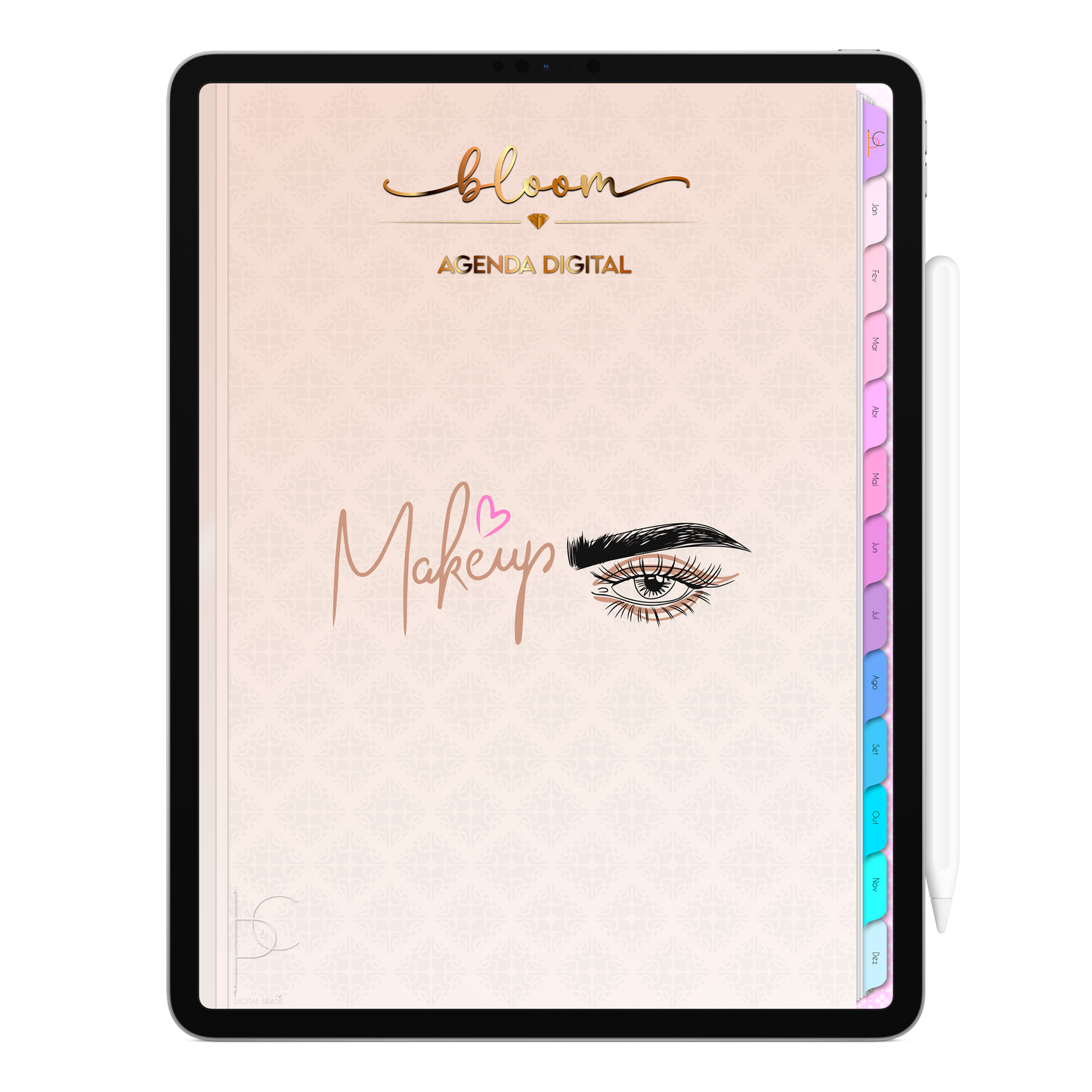 Agenda Digital Permanente Não Datada Bloom Exclusiva Make Up • Para iPad e Tablet Android • Download Imediato