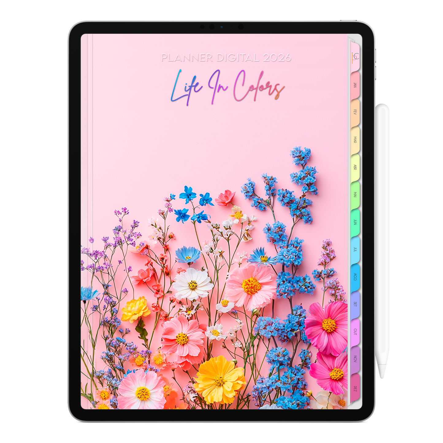 Planner Digital 2026 Vertical Life In Colors Encanto pt-BR • Para iPad e Tablet Android • Download Imediato