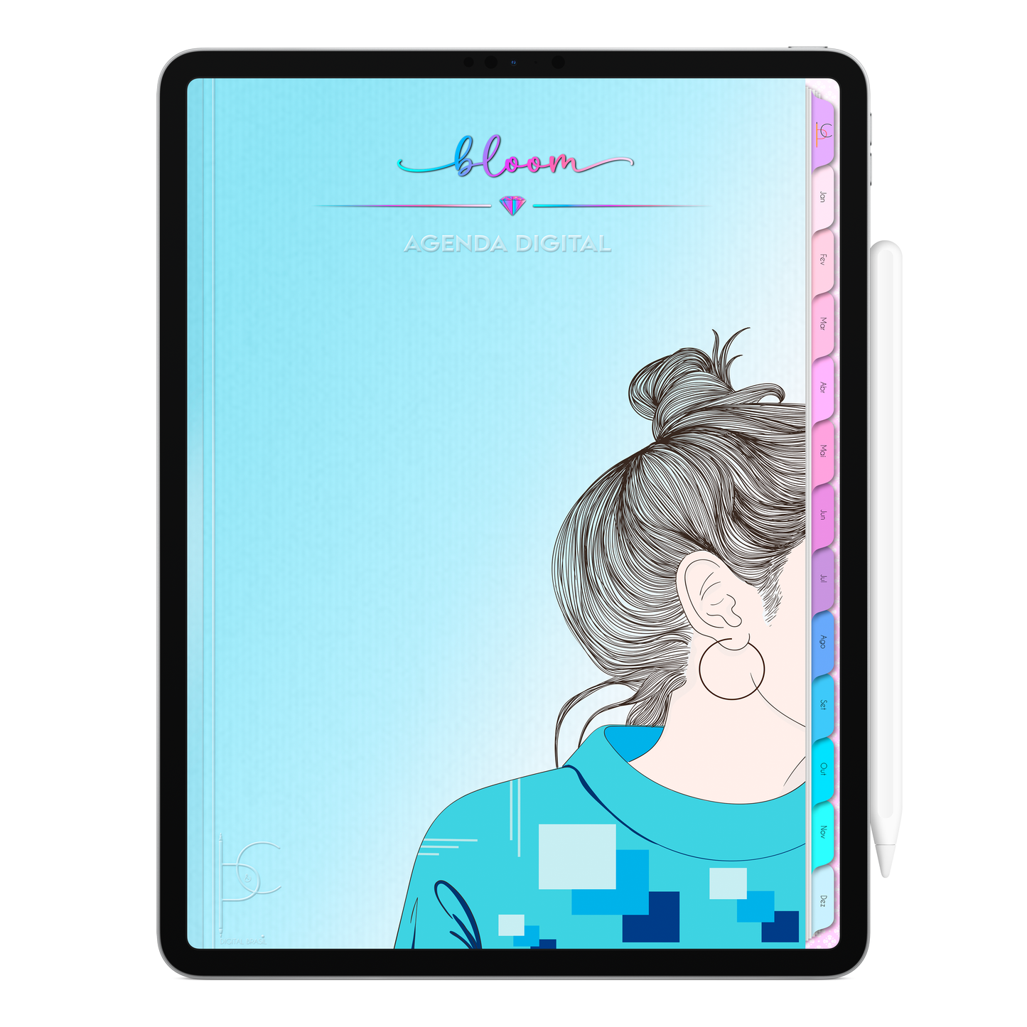 Agenda Digital Permanente Não Datada Bloom Minimalista • Para iPad e Tablet Android • Download Imediato