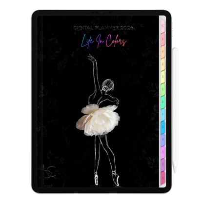 Digital Planner 2026 Vertical Life In Colors The Ballerina ENG • For iPad and Android Tablet • Immediate Download