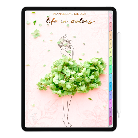 Planner Digital 2026 Vertical Life In Colors Poder em Flores pt-BR • Para iPad e Tablet Android • Download Imediato