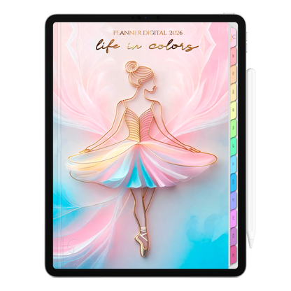 Planner Digital 2026 Vertical Life In Colors Transcendência pt-BR • Para iPad e Tablet Android • Download Imediato