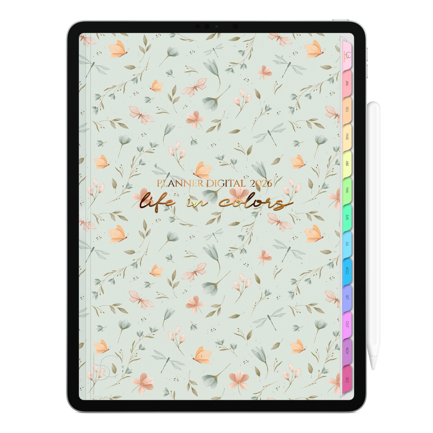 Planner Digital 2026 Vertical Life In Colors Florescer Serena pt-BR • Para iPad e Tablet Android • Download Imediato