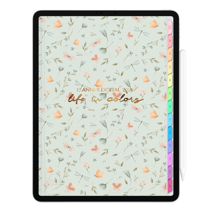 Planner Digital 2026 Vertical Life In Colors Florescer Serena pt-BR • Para iPad e Tablet Android • Download Imediato